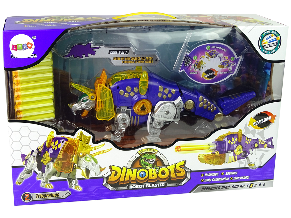 Dinobots 2 in 1 Dinosaur Shotgun Purple Triceratops Shield