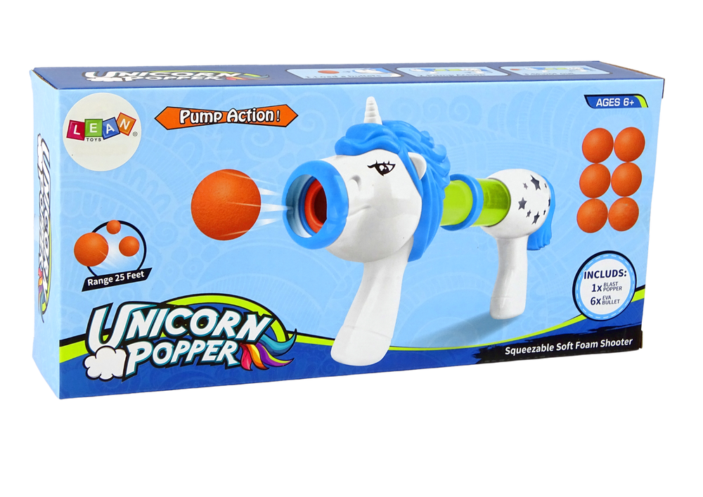 Soft Ball Launcher Gun Unicorn Blue