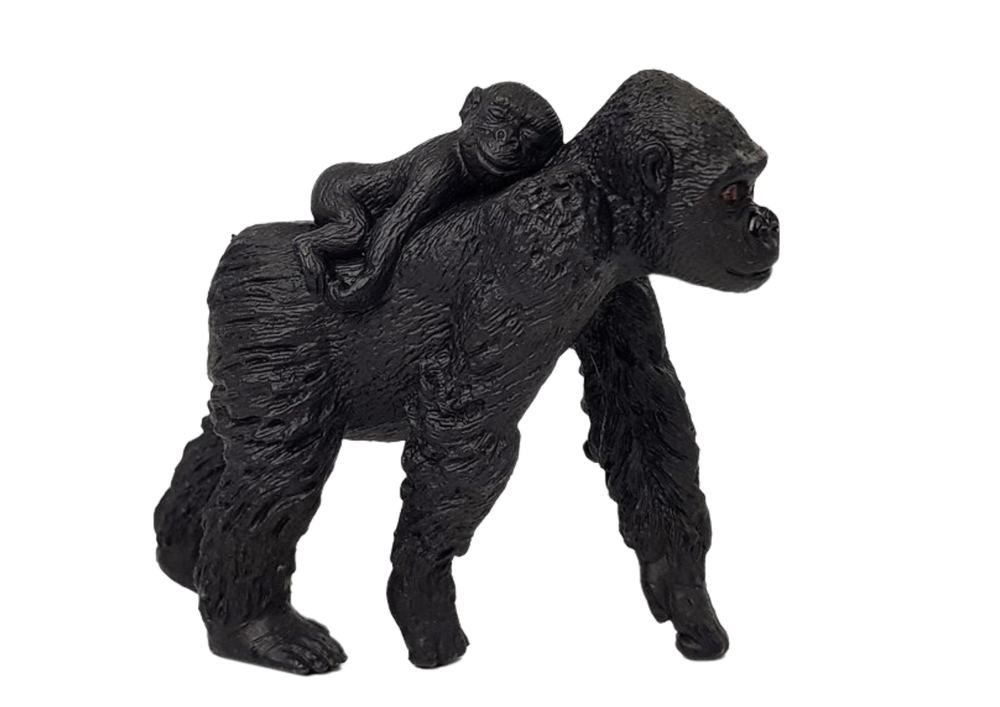 Set Gorilla Figurine with Baby Animals