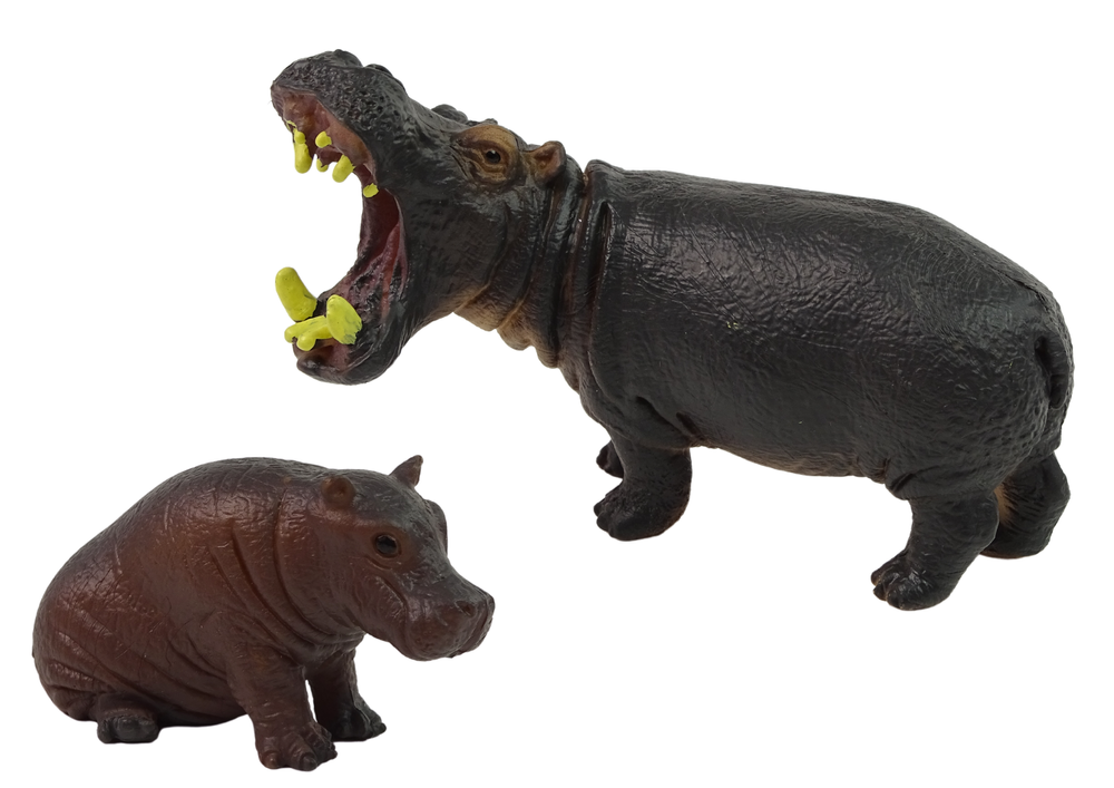 Set of 2 Figurines Hippopotamus with cub