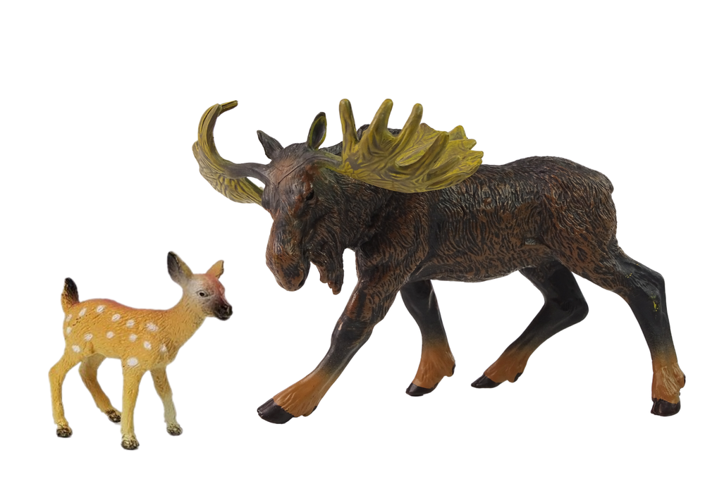 Set of 2 Elk and young deer figures  Forest Animals