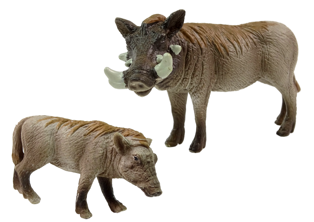 Set of 2 Figures African warthog with young  Animals of the World Series