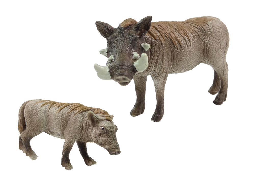 Set of 2 Figures African warthog with young  Animals of the World Series