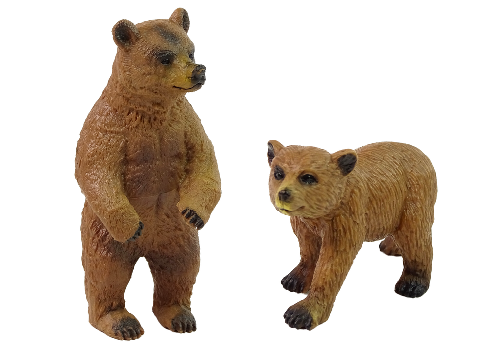 Set of 2 Figures Brown bear with cub  Forest Animals series