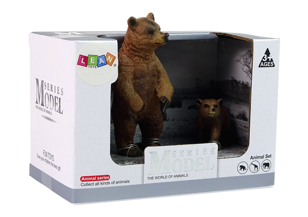 Set of 2 Figures Brown bear with cub  Forest Animals series