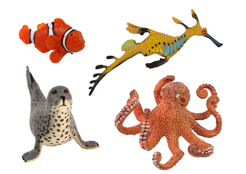 Sea Animals Figure Set Orca Octopus