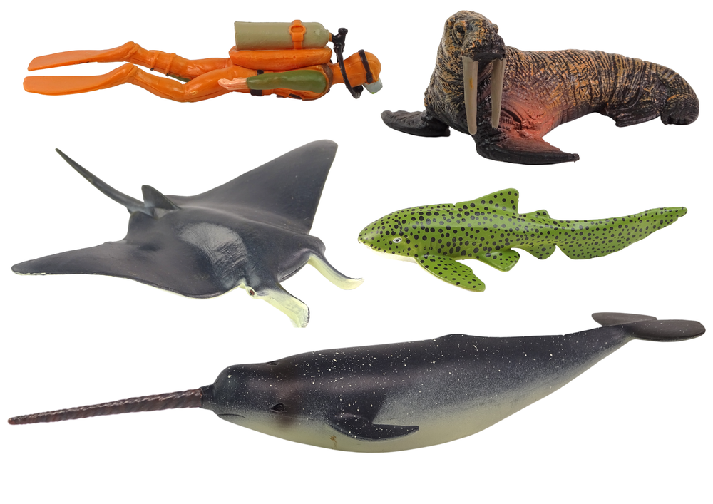 Sea Animals Figure Set Arctic Walrus Narwhal