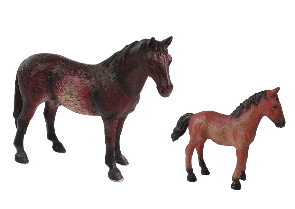 Set of 2 figurines Horse with foal and pen