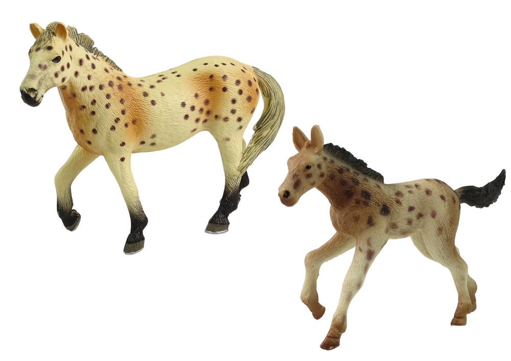 Set of 2 Horse figures  Knabstrupper horse with foal and pen