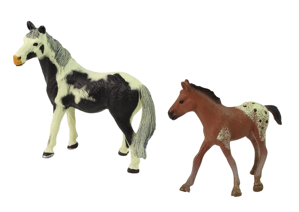 Set of 2 figurines Horse with foal and pen