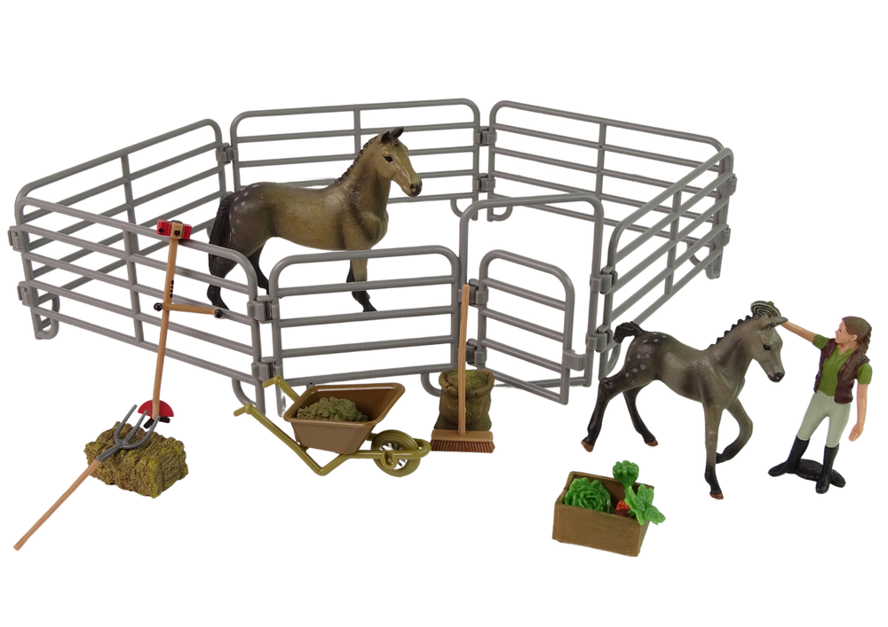 Assembleable Farm Figure Set Homestead Brown Horses