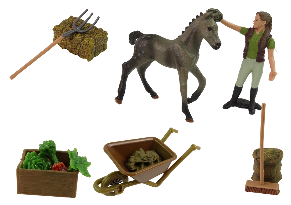 Assembleable Farm Figure Set Homestead Brown Horses