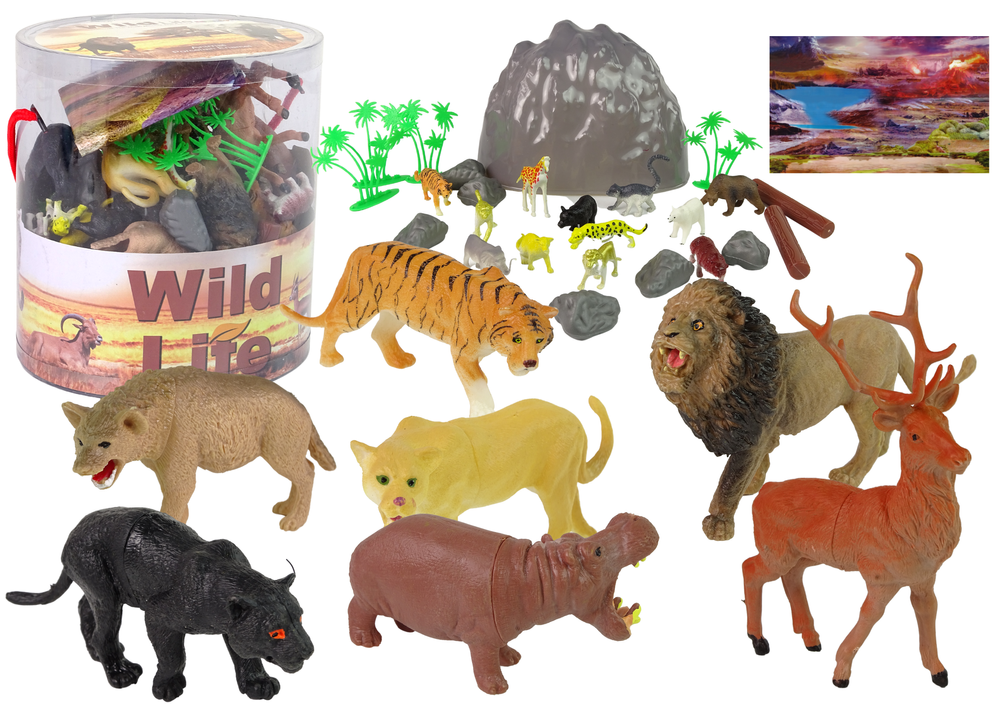 Large Figure Set Wild Animals Safari  + Accessories  34 Elements