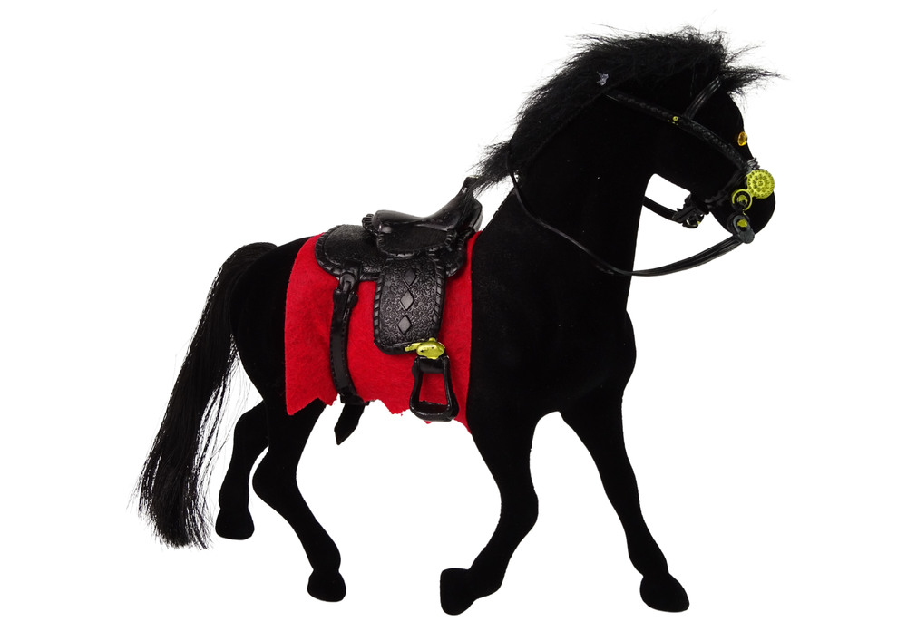 Velvet Figure Black Horse Red Saddle