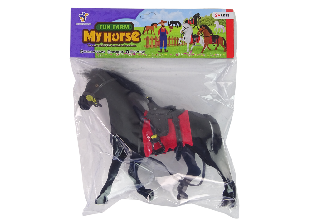 Velvet Figure Black Horse Red Saddle