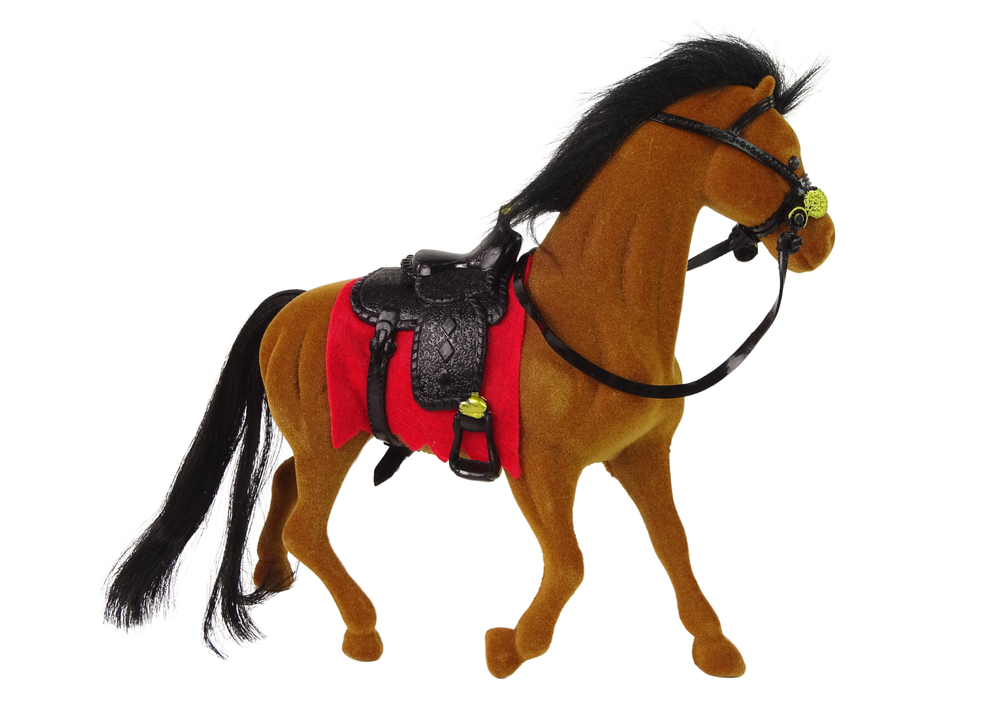 Brown Velvet Horse Red Saddle figurine