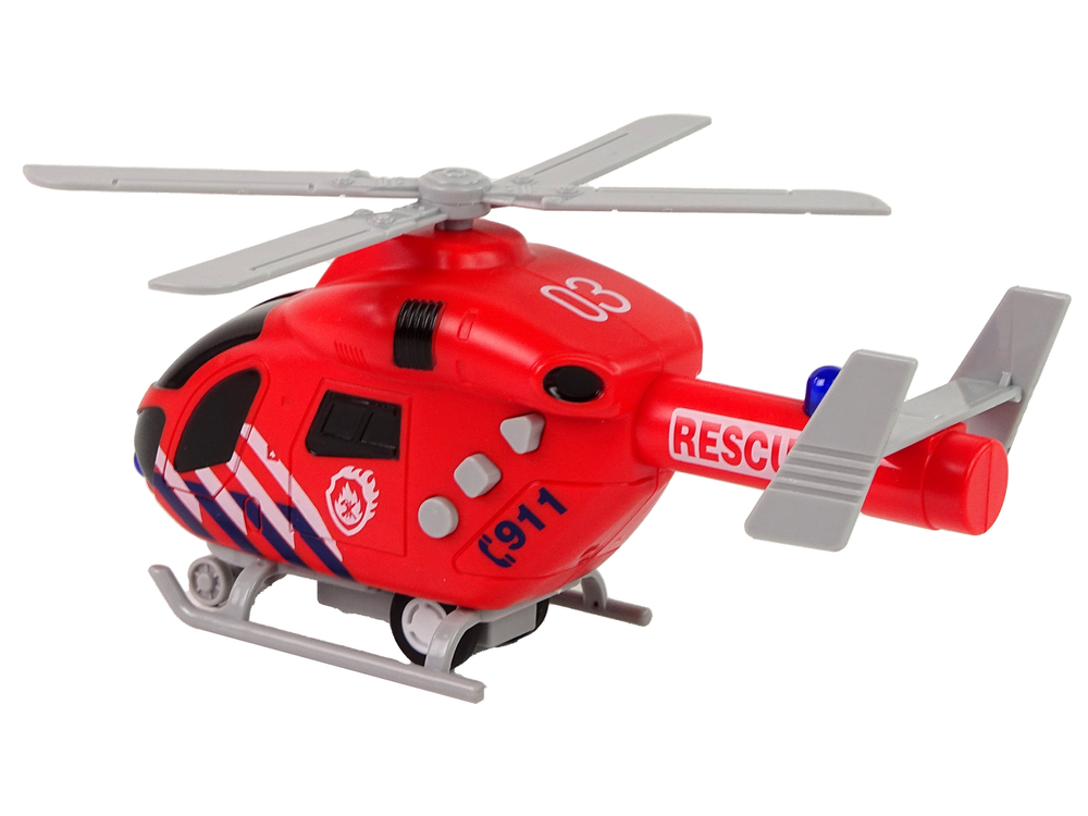 Fire Brigade Rescue Helicopter Red Sound Lights Propellers