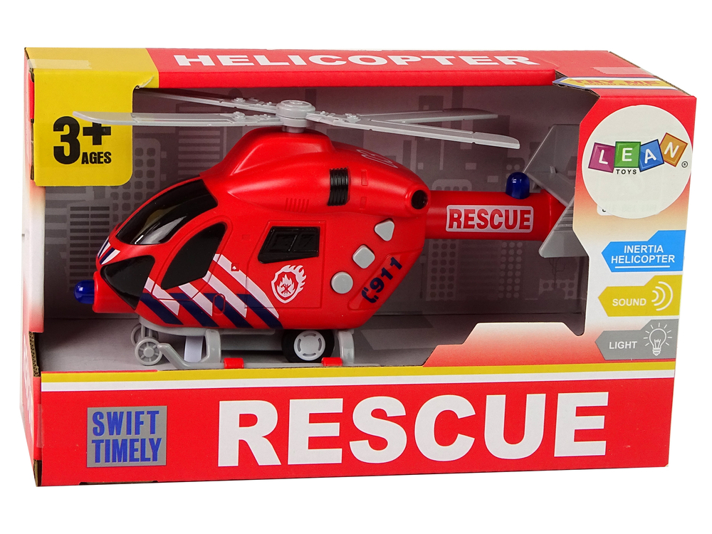 Fire Brigade Rescue Helicopter Red Sound Lights Propellers