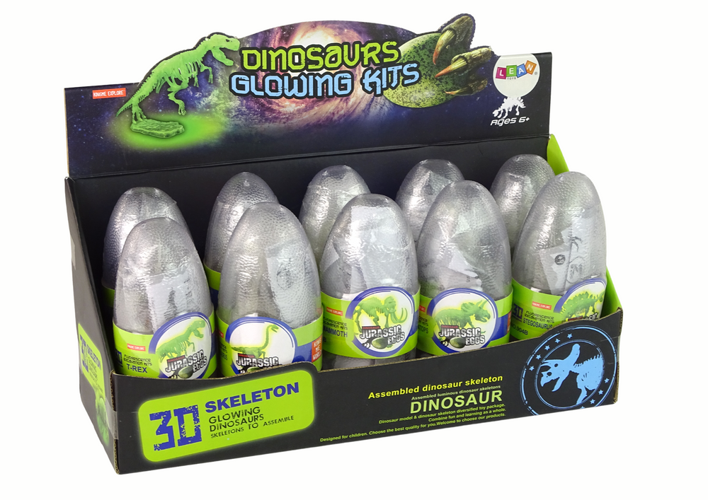 Glow-in-the-Dark 3D Skeleton Mammoth Dinosaurs in an Egg