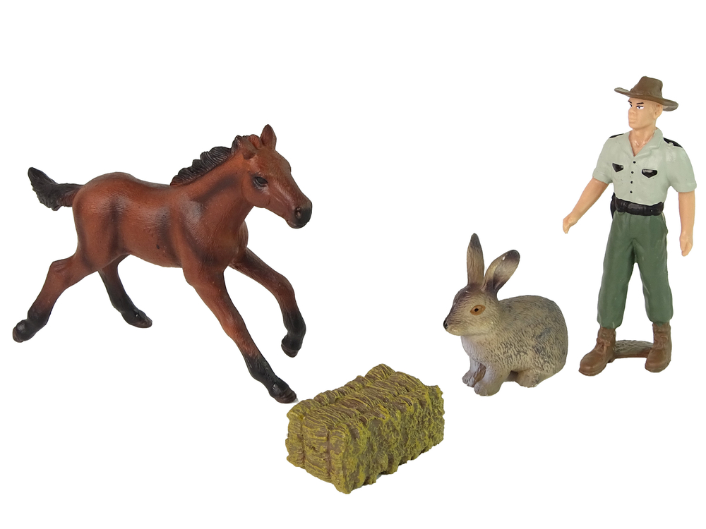 Set of Animal Figurines Horse Hare Farmer