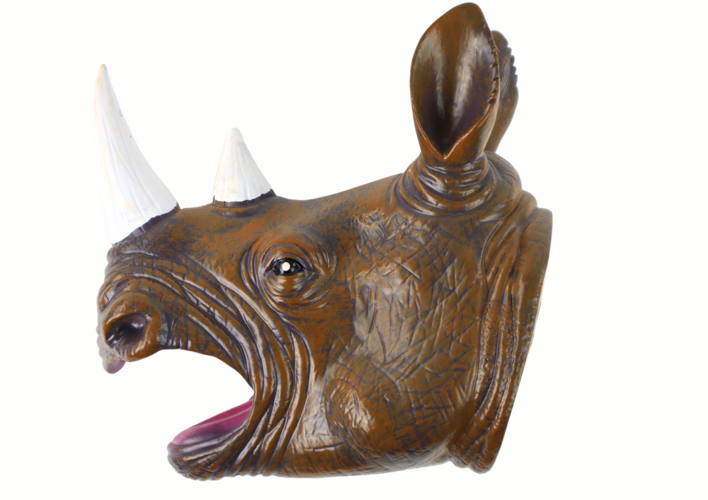 Rhinoceros Animal Hand Puppet Brown