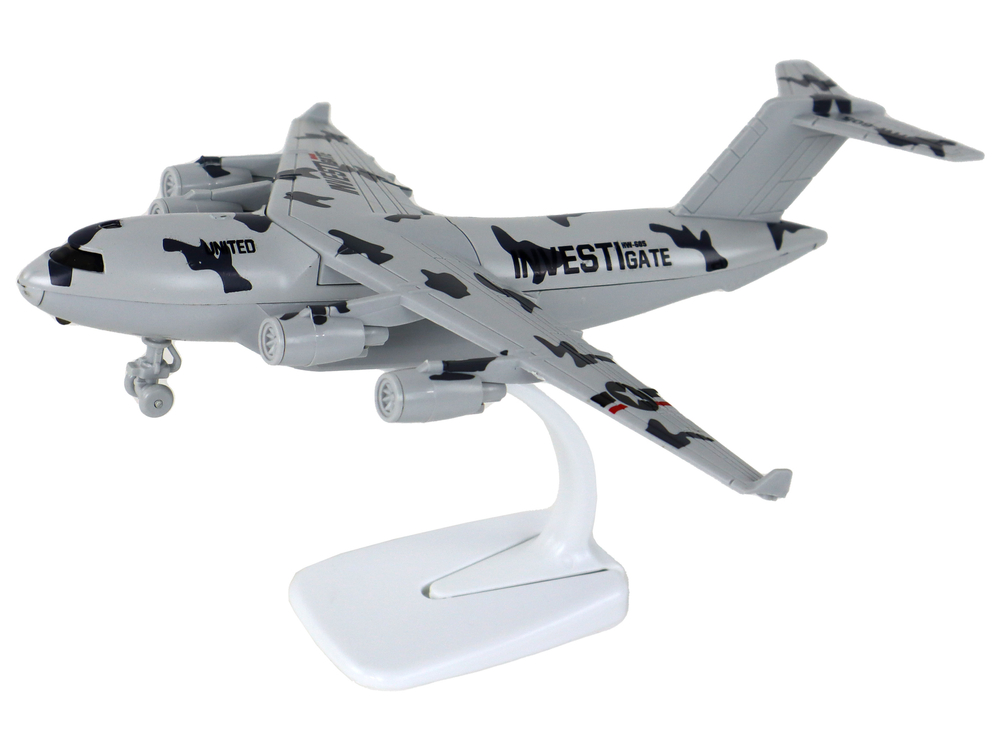 Military Gray Camo UNITED Airplane Figurine HW-605