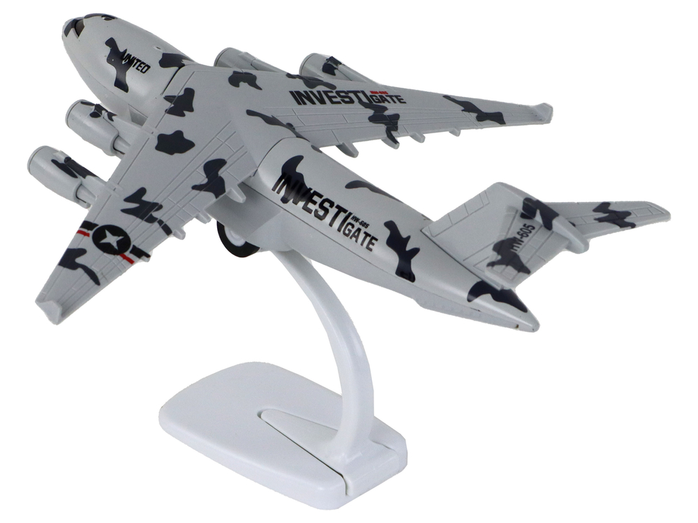 Military Gray Camo UNITED Airplane Figurine HW-605