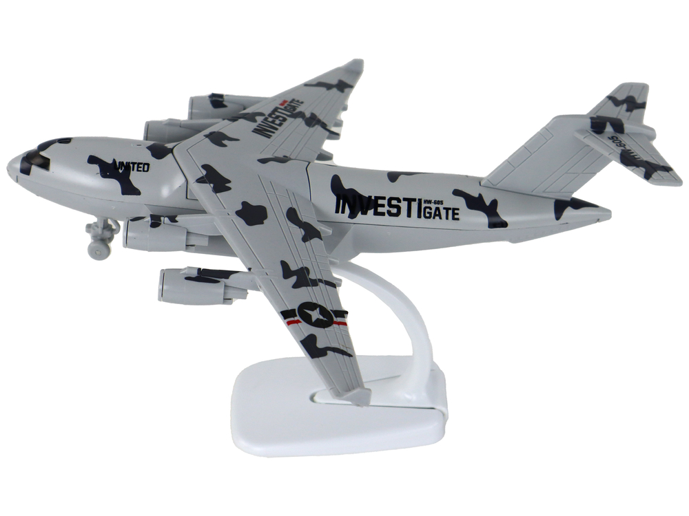 Military Gray Camo UNITED Airplane Figurine HW-605