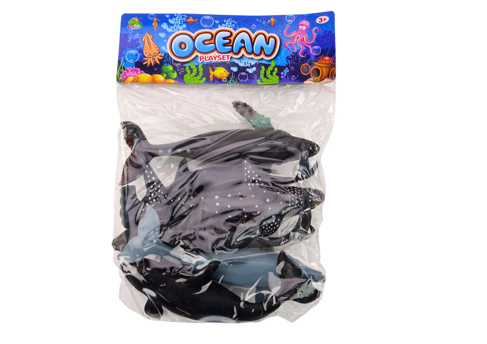 Set of Figures of the Largest Sea Animals Orca Whale Shark 6 pcs