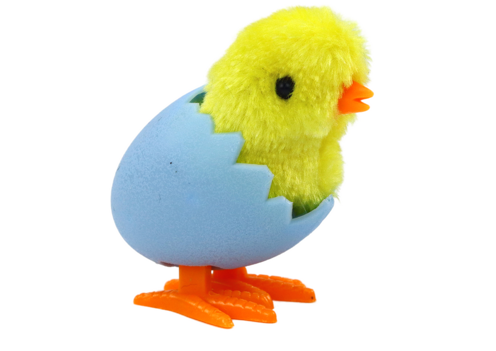 Jumping Chicken In Egg Shell Wind Up Plush Yellow