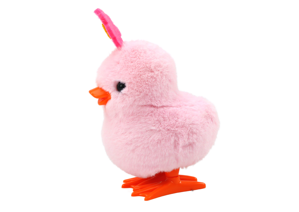 Pink Jumping Hen Wind-up Hen With Flower