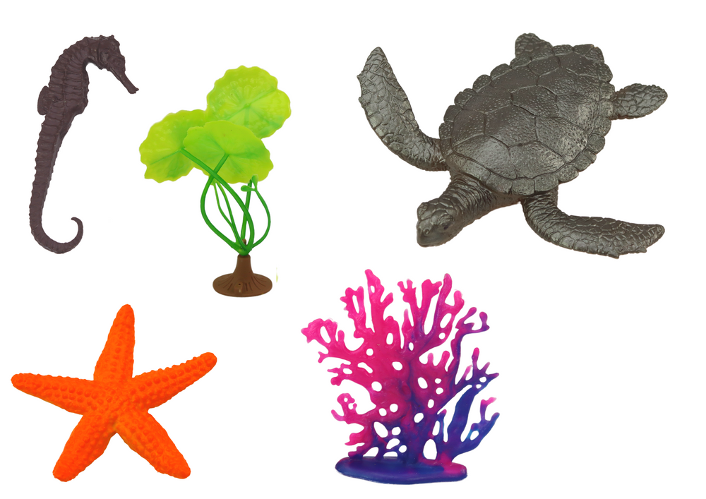 Set of Sea Animal Figurines 7 Pieces Aquatic Plants