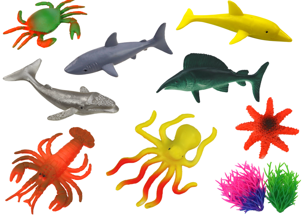 Set of Sea Animal Figurines 8 Pieces Aquatic Plants