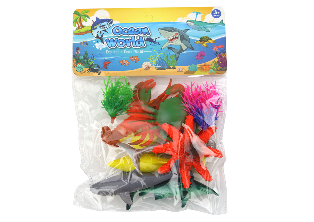 Set of Sea Animal Figurines 8 Pieces Aquatic Plants