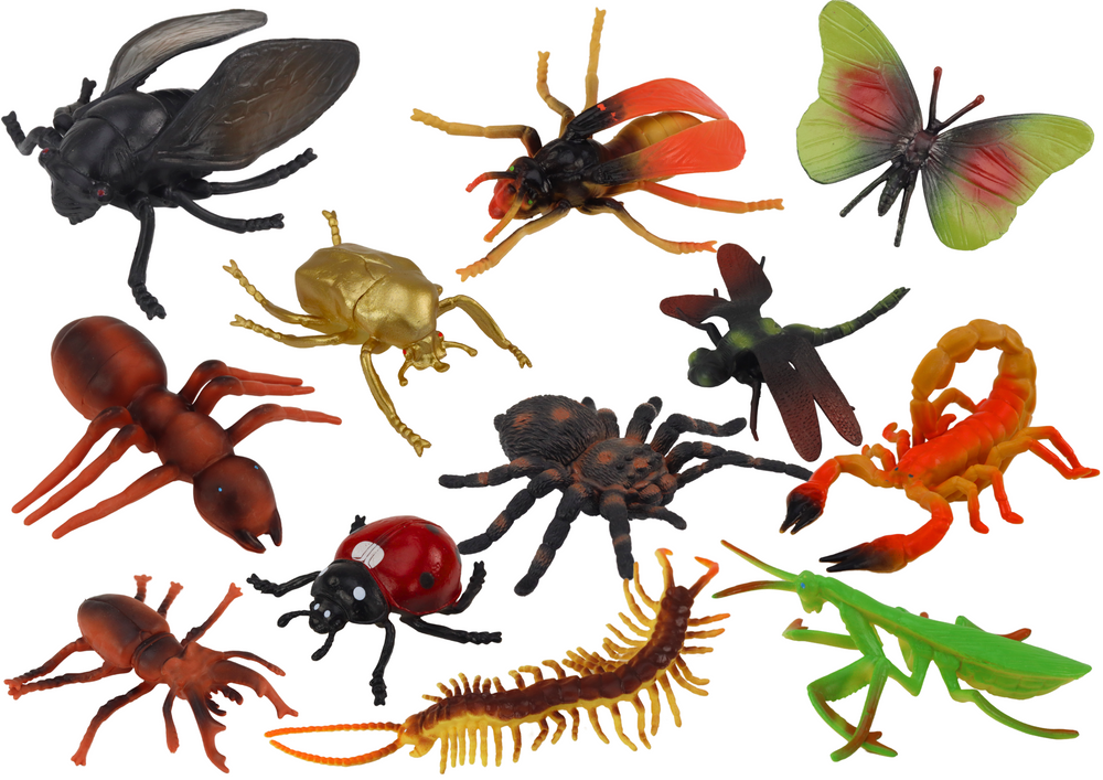 Set of Insect Figurines 12 Pieces Ladybug Spider Fly