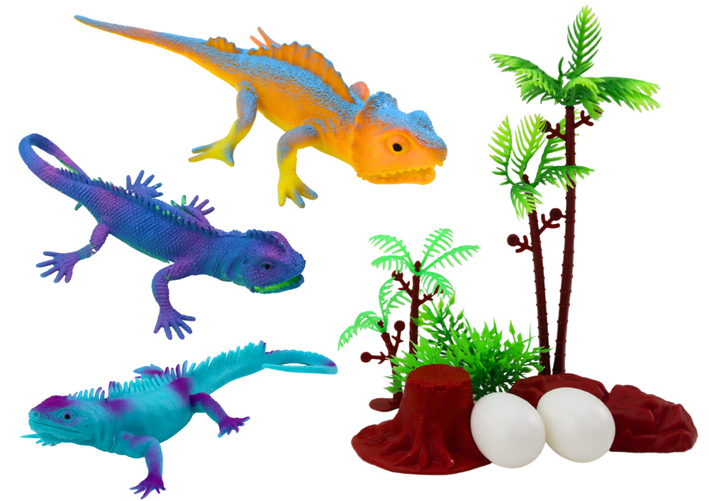 Set of Colorful Lizards Reptiles Figurines 8 Pieces