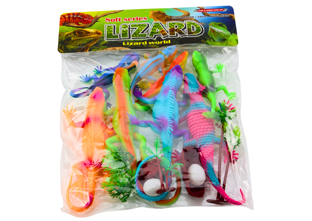 Set of Colorful Lizards Reptiles Figurines 8 Pieces