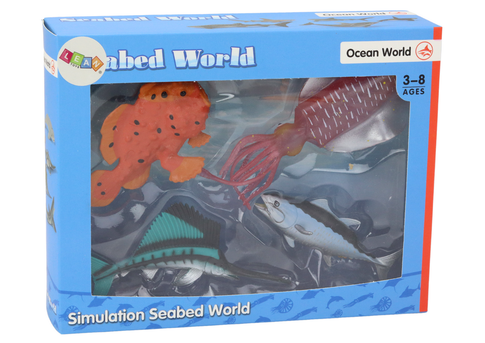 Set of Figures Sea Animals Ocean Fish Squid 4 Pieces