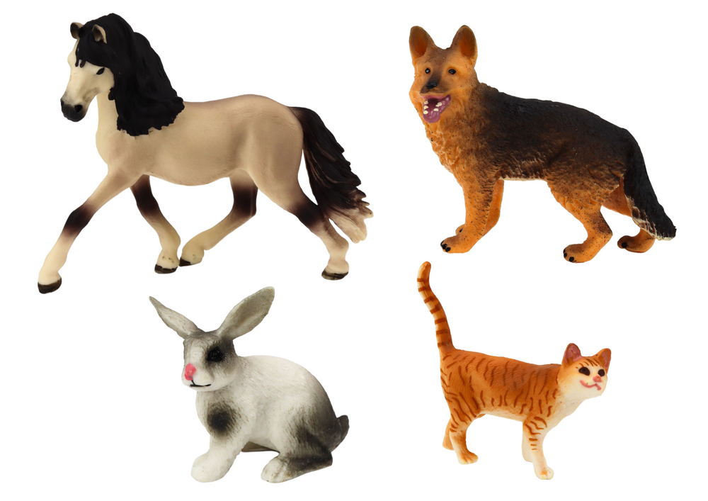 Set of Pet Figures Horse Dog Rabbit Cat 4 Pieces