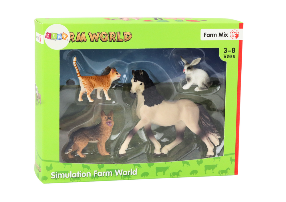 Set of Pet Figures Horse Dog Rabbit Cat 4 Pieces