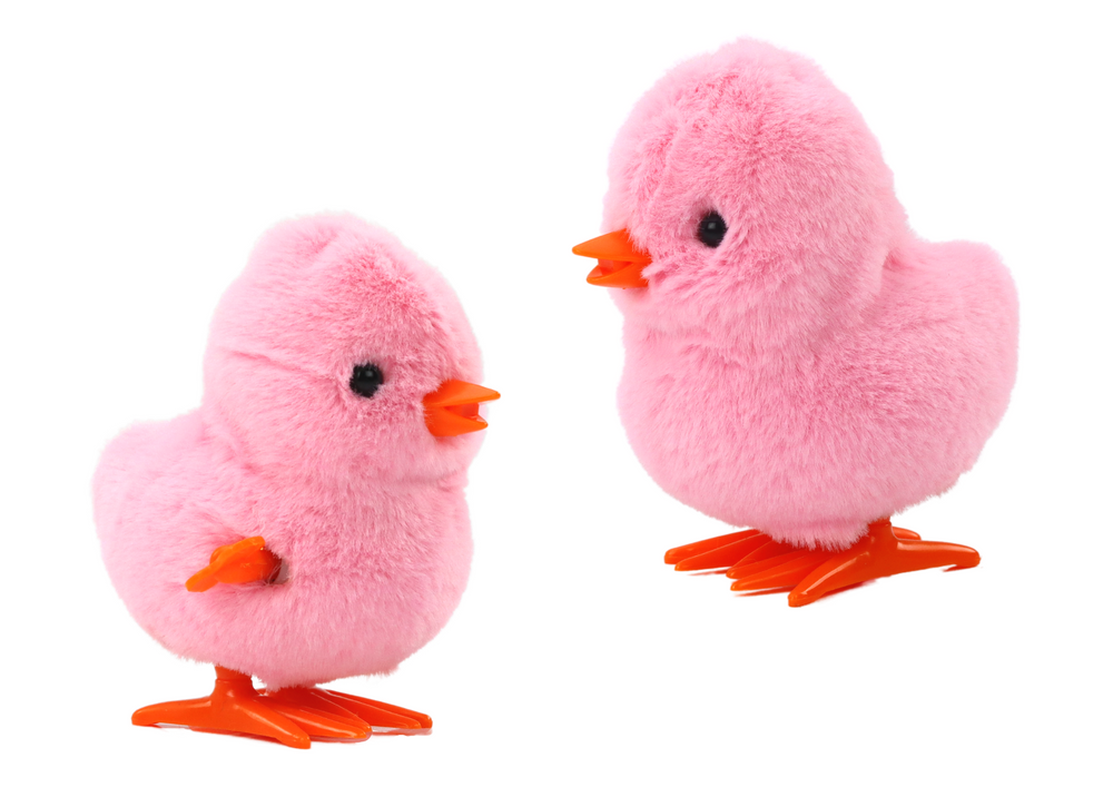 Jumping Chicken Wind-Up Plush Toy Decoration Pink