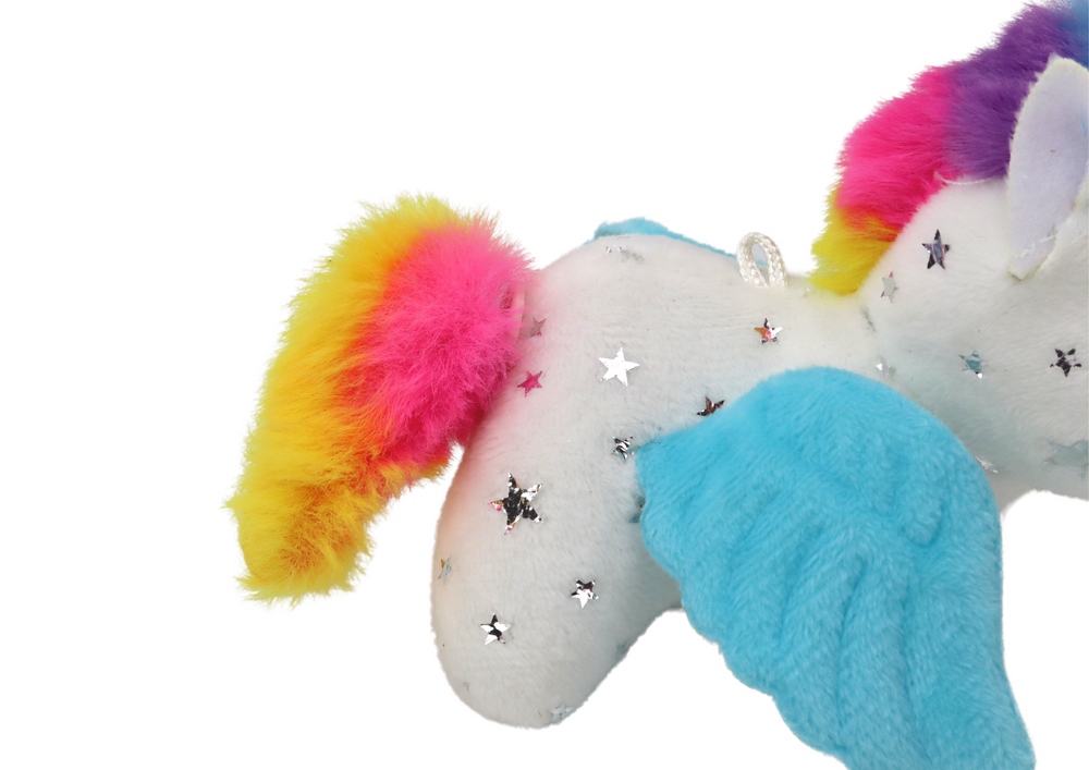 Unicorn Plush Pull-On Jumping Horse, White