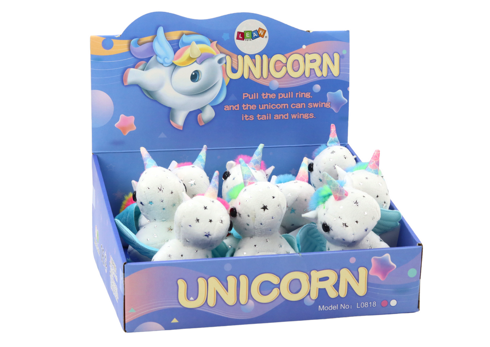 Unicorn Plush Pull-On Jumping Horse, White