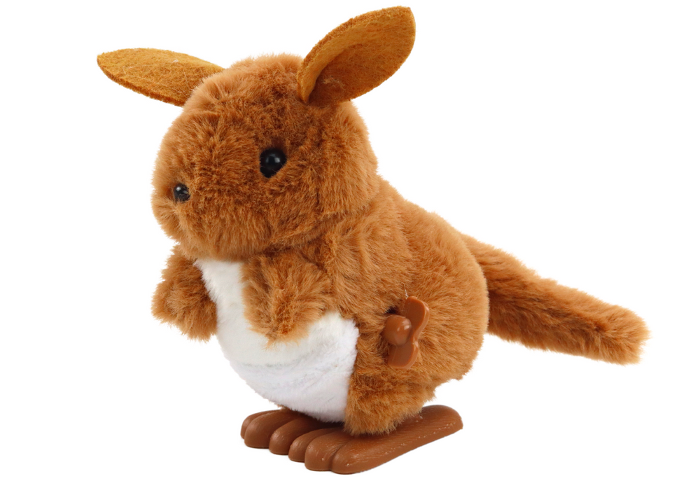 Jumping Kangaroo Wind-Up Plush Toy Decoration Brown