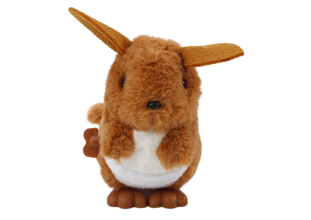 Jumping Kangaroo Wind-Up Plush Toy Decoration Brown