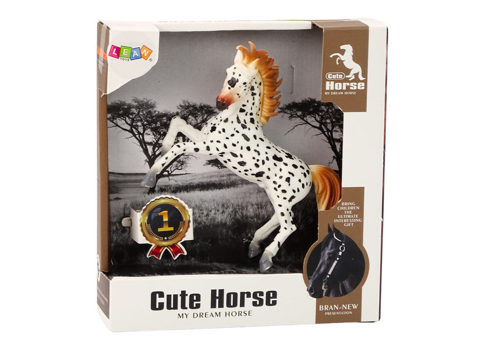 Horse Figurine White Horse with Polka Dots Standing Stable Farm Cute Horse