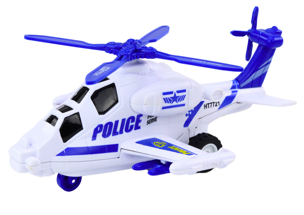 Police Helicopter White or Black Friction Drive Light and Sound