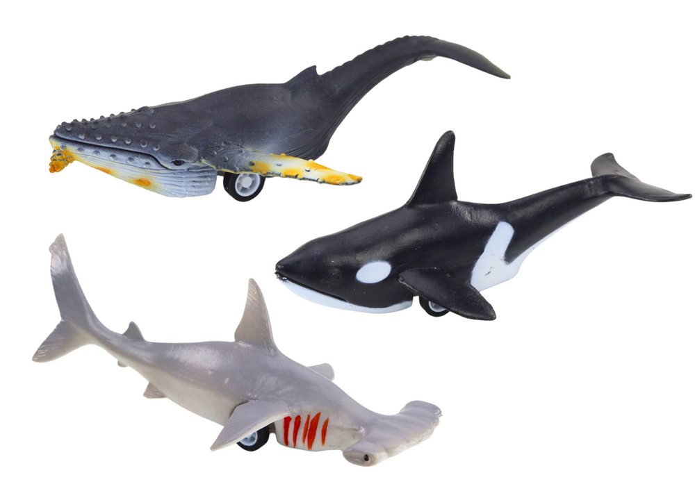 Figurines Vehicles Sea Animals Friction Drive Shark Killer Whale 6 pcs