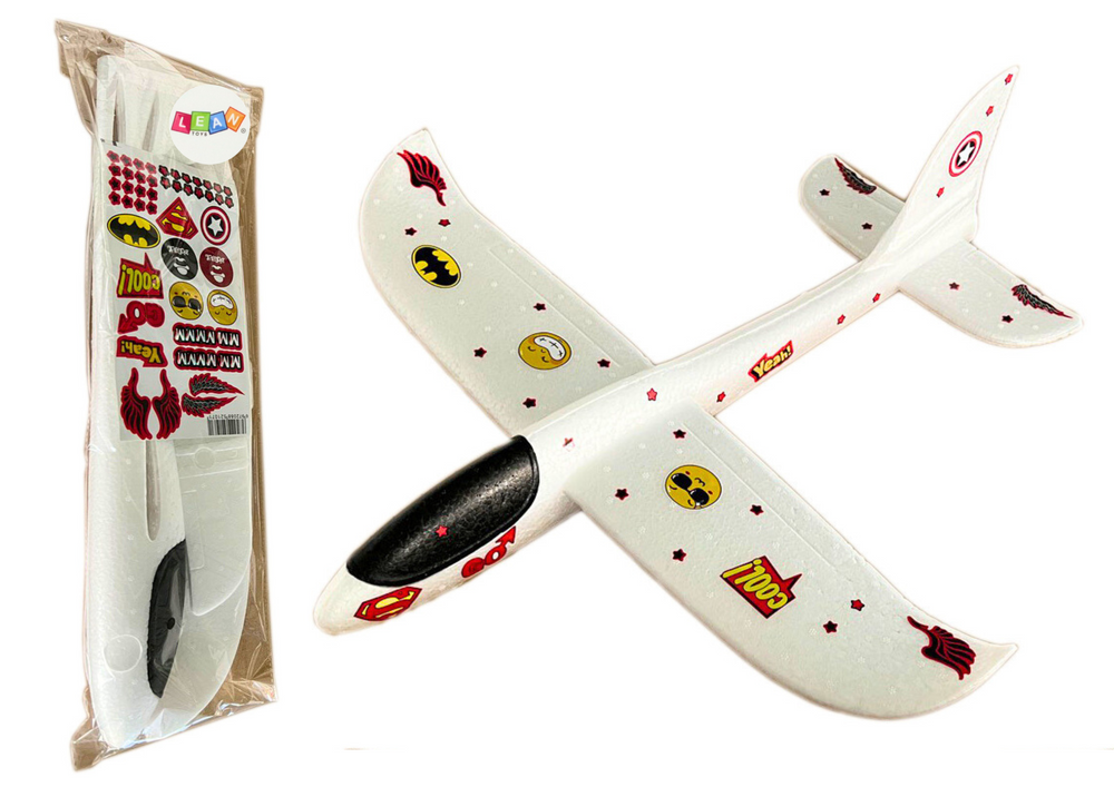 Styrofoam Plane Light Glider White Stickers 48CM