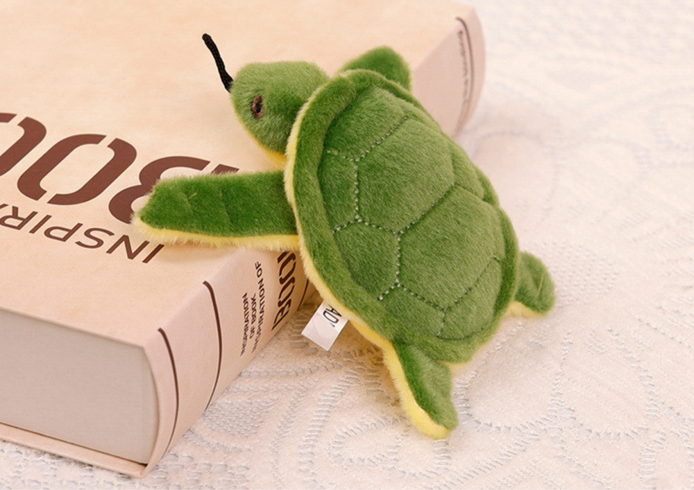 Turtle Plush Mascot Keychain Squeaker Green 15 Cm